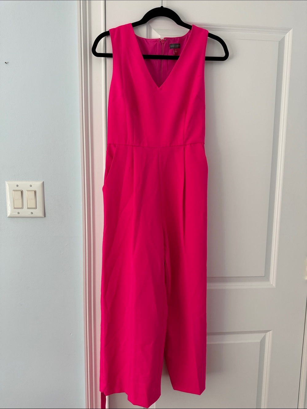 Vince Camuto neon pink wrap jumpsuit